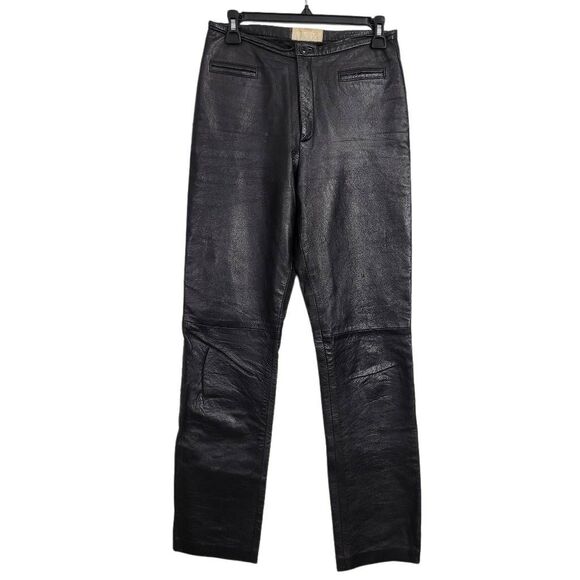 Vtg 80s Cache Black Lamb Leather Pants Sz S High Waisted 31"‎ Inseam *Flaws* - Picture 1 of 7